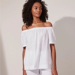 SOLD - White Label The White Company Linen Off The Shoulder Top
